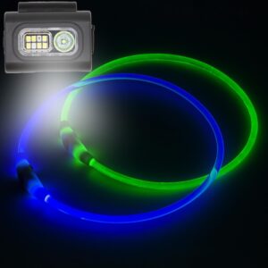 2 pack dog light up collar, rechargeable led collars, glow in the night necklace for camping safety,waterproof&adjustable for small medium large puppy,cats
